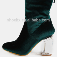 Sapatas 2016 novas da chegada das mulheres Ankle Boots de cristal do salto de veludo